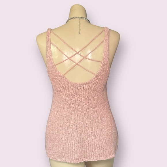 AE Pink Knit Tank Top with Cross Back Design - Picture 5 of 9